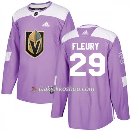 Miehille NHL Vegas Golden Knights Pelipaita Marc-Andre Fleury 29 Adidas 2017-2018 Violetti Fights Cancer Practice Authentic